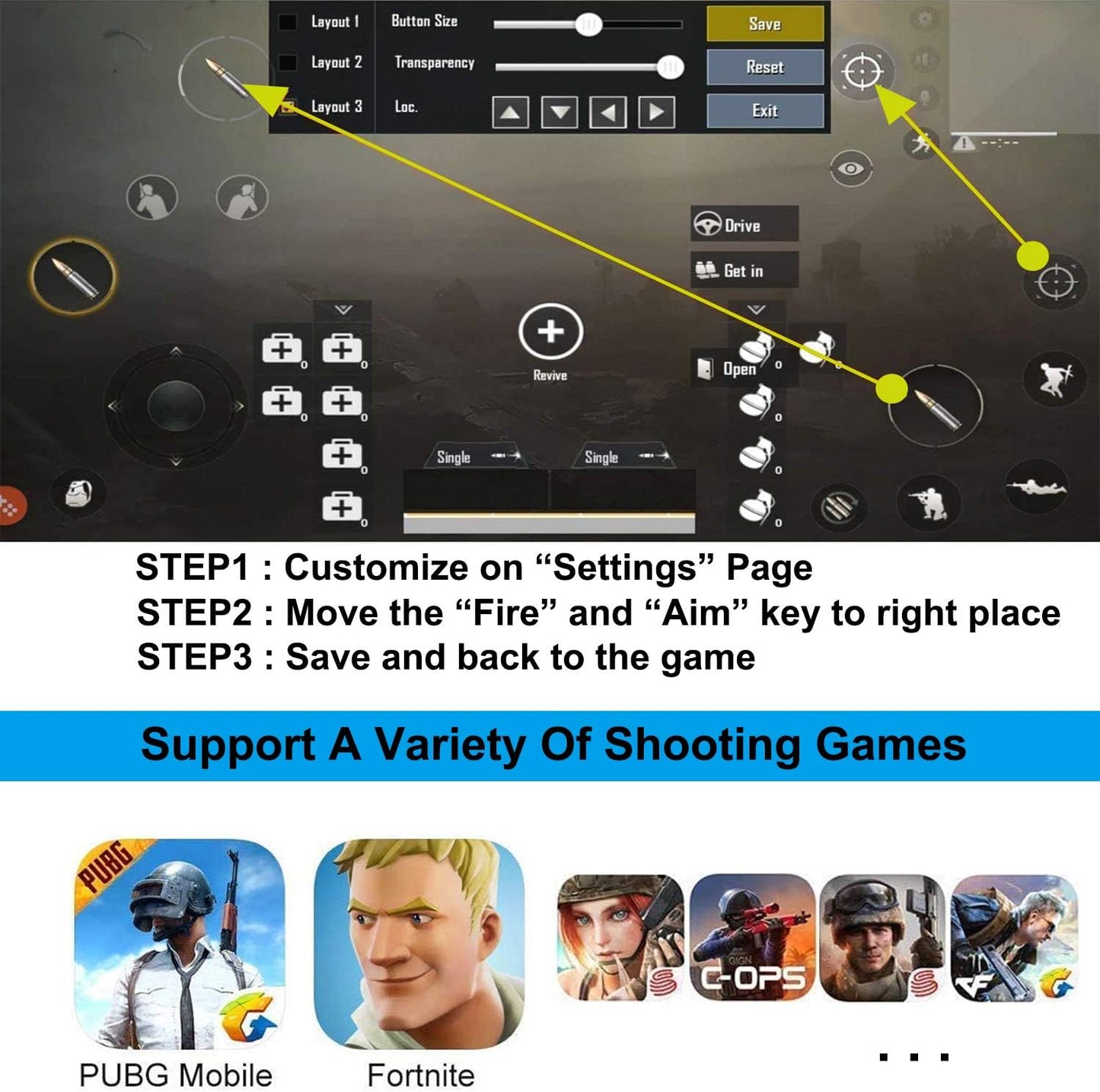 PUBG Trigger - Mobile Game Controller for Call of Duty/FORTNITE/PUBG - Phone Triggers